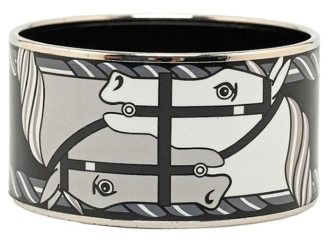 Hermès Hermes Extra Wide Printed Enamel Bangle  Enamel Bangle in Good condition Black  ref.1419649