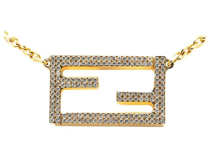 Fendi FF Collier strass Collier en métal en bon état Doré  ref.1419650