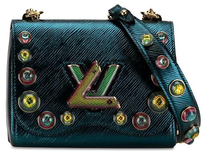 Bolsa de ombro de couro com corrente Louis Vuitton Twist PM Studded M53092 em ótimo estado Verde  ref.1419675