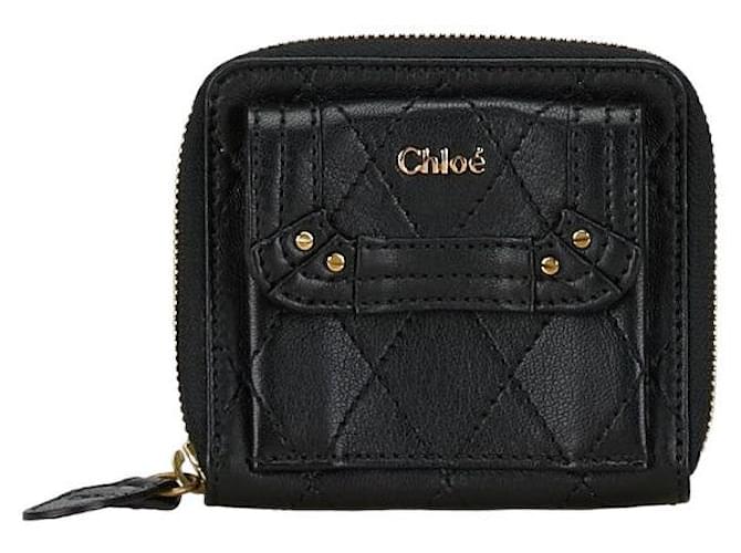 Chloé Cartera bifold de cuero Chloe con logo negro en excelente estado  ref.1419678