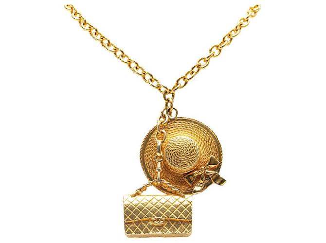 Chanel Flap Bag and Hat Pendant Necklace  Metal Necklace in Good condition Golden  ref.1419680