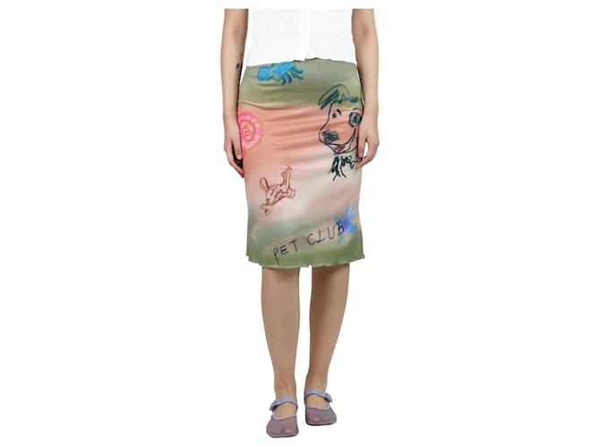 Autre Marque Multicolour graphic printed midi skirt - size UK 8 Multiple colors Cotton  ref.1419720