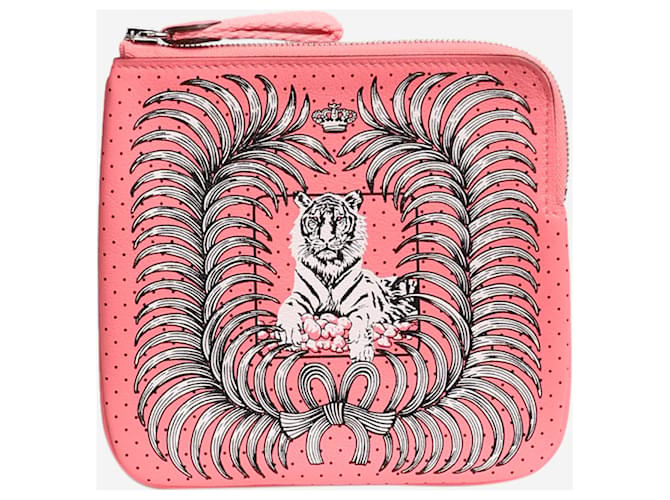 Hermès Bolso de bolsillo Tigre Carré rosa Cuero  ref.1419727