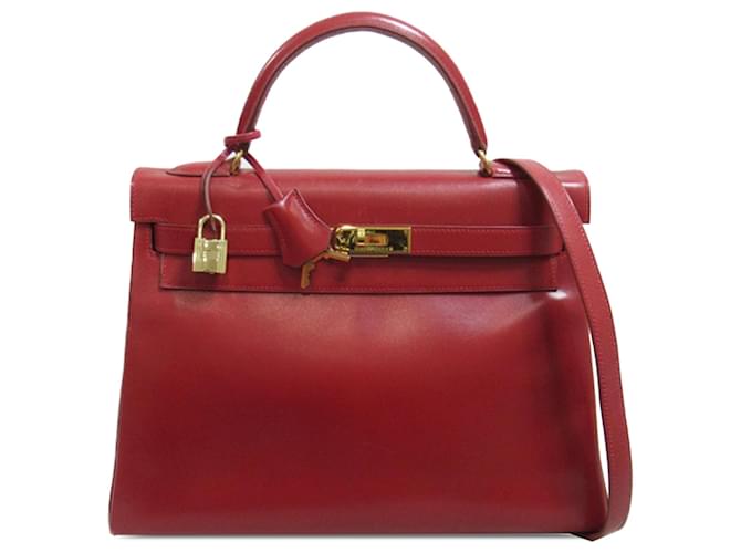 Hermès Veau Box Rouge Kelly Retourne 32 Cuir Veau façon poulain  ref.1419811