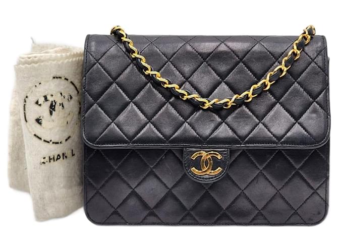 Chanel Timeless Classic Quilted Single Flap Black Leather  ref.1419824