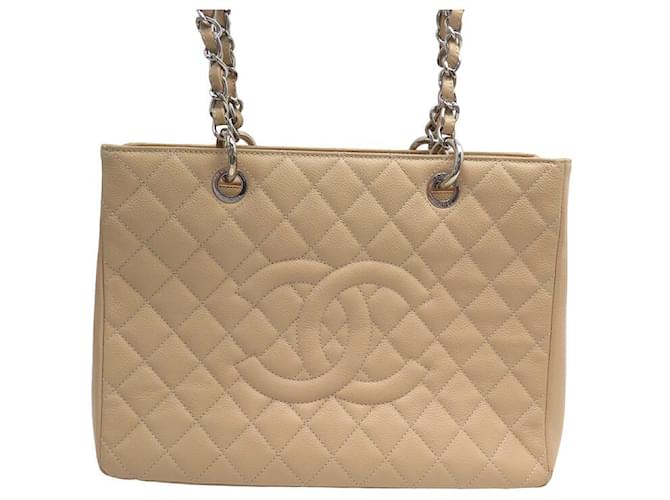 BOLSO SHOPPING CHANEL BOLSO GM DE PIEL ACOLCHADA DE CAVIAR BEIGE Cuero  ref.1419842