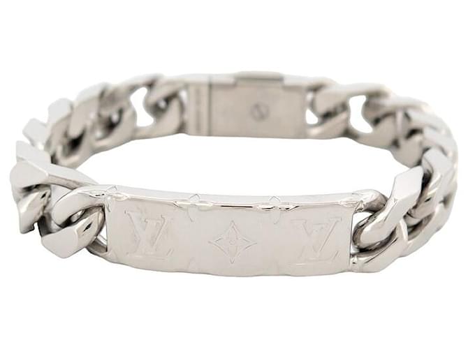 LOUIS VUITTON MONOGRAM CHAIN CURB BRACELET62486 20CM BANGLE STRAP Silvery Metal  ref.1419858