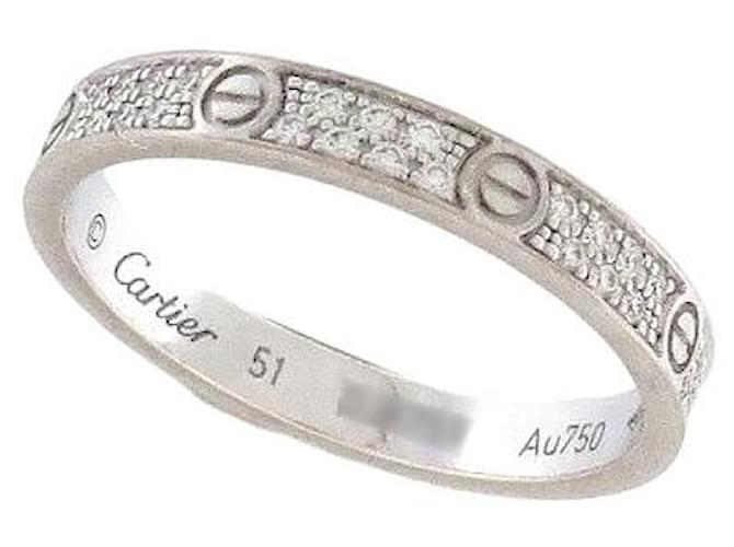 CARTIER LOVE PM CRB RING4218200 FULL PAVE DIAMONDS 0.19CT T51 ct gold 18K RING Silvery White gold  ref.1419872