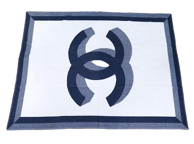 NEUF COUVERTURE CHANEL PLAID LOGO CC EN LAINE & CACHEMIRE WOOL CASHMERE NEW  ref.1419883