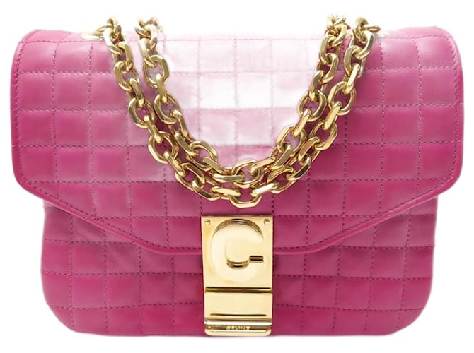 Céline NEW CELINE SMALL C HANDBAG 188403BFC LEATHER MATELASSZ FUSHIA QUILTED BAG Fuschia  ref.1419918