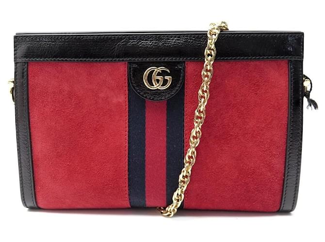 NUOVA BORSA A MANO GUCCI OPHIDIA PM 503877 BORSA A TRACOLLA IN CAMOSCIO ROSSO NUOVA Pelle  ref.1419922