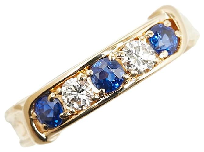 & Other Stories K18YG Yellow Gold Sapphire 0.39ct Diamond 0.20ct Ring in Excellent Condition Golden Metal  ref.1419931