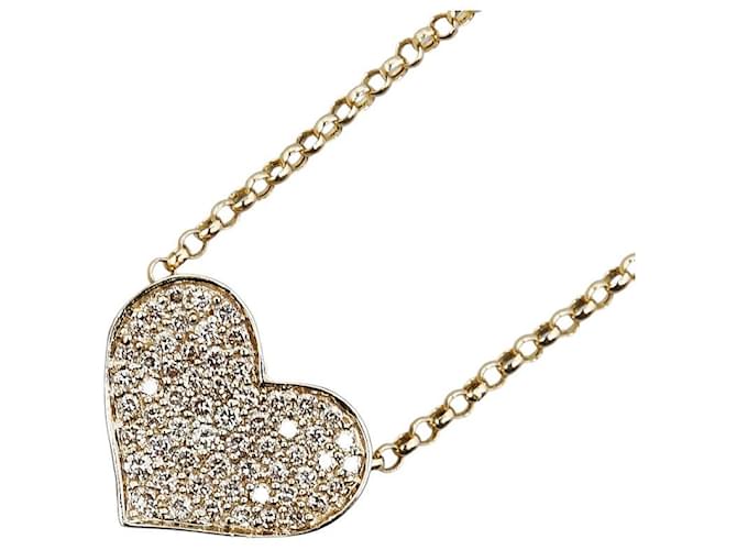 & Other Stories LuxUness 18k Gold Diamond Heart Necklace Metal Necklace in Excellent condition Golden  ref.1419945