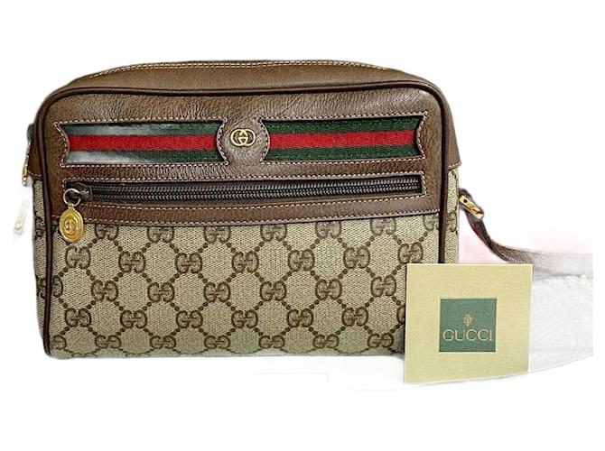 Gucci Ophidia Sherry Line Ombro Mulheres Bolsa Bolsa De Ombro De Lona 56.02.088 Em uma boa condição Marrom  ref.1419949