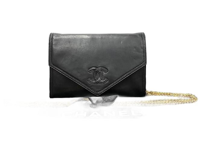 Chanel Coco Lambskin Chain Mini Shoulder Bag Leather Shoulder Bag 07694 in Very Good Condition Black  ref.1419957