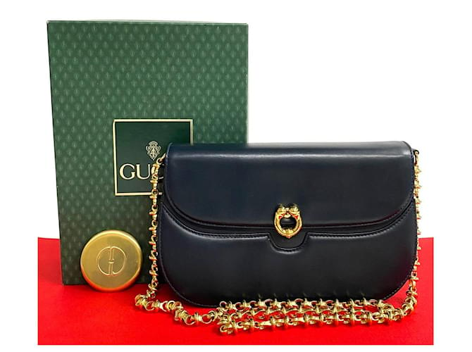 Borsa a tracolla in pelle Gucci con catena. Borsa a tracolla in pelle in ottime condizioni. Nero  ref.1419959