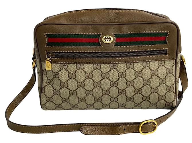 Gucci GG Supreme Ophidia Crossbody Bag  Canvas Crossbody Bag in Good condition Brown Cloth  ref.1419961