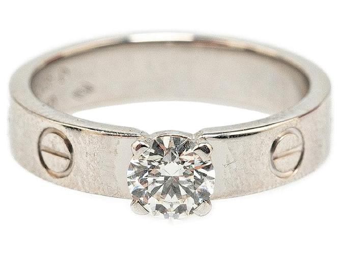 Cartier K18WG Diamond Mini Love Ring Solitaire #49 in Great Condition Silvery Metal  ref.1419982