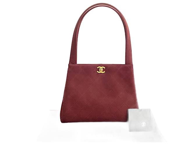 Sac à main Chanel Matelassé Coco Mark en daim 31017 en très bon état Suede Rouge  ref.1419986