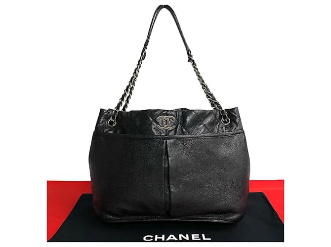 Chanel Matelasse Coco Caviar Skin Chain Semi Sac à bandoulière Sac à bandoulière en cuir 21559 en bon état Noir  ref.1419987