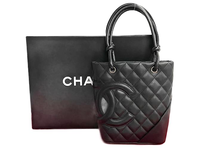 Chanel Matelassé Cambon Kleine Tote Leder Tasche 40977 in Gutem Zustand Schwarz  ref.1419990