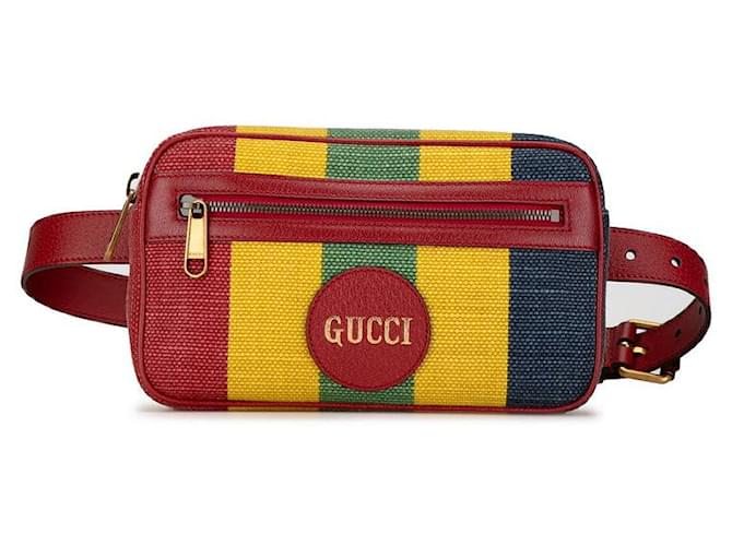 Gucci Canvas-Leder Bauchtasche 625895 in gutem Zustand Rot Leinwand  ref.1419999