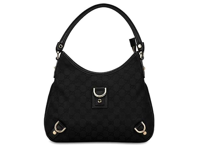 Gucci Bolso Gucci GG Abbey de lona 130738 Bolso de mano de lona de cuero negro 130738 en muy buena Lienzo  ref.1420012