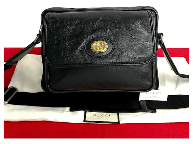 Bolso cruzado de cuero Gucci Bolso cruzado de cuero 574760 en excelente estado Negro  ref.1420024