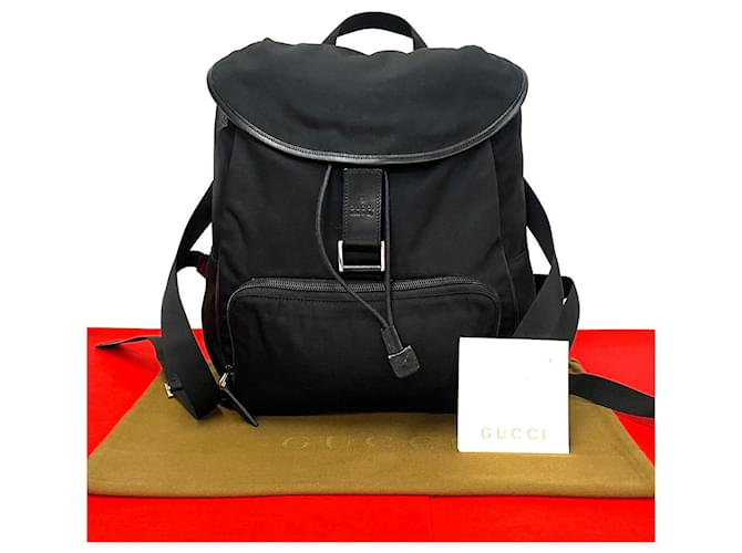 Gucci Nylon Drawstring Backpack  Canvas Backpack in Excellent condition Black Cloth  ref.1420027