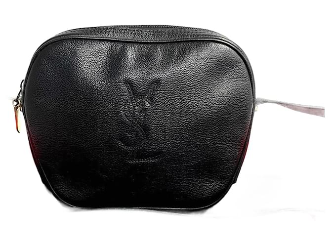 Sac à bandoulière en cuir avec logo Yves Saint Laurent en très bon état Noir  ref.1420043