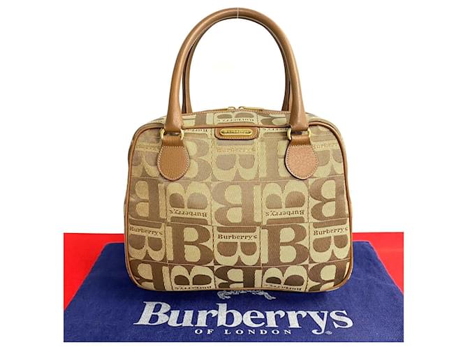 Burberry Mini Boston Bag Canvas Handbag 71695 in Great Condition Brown Cloth  ref.1420051