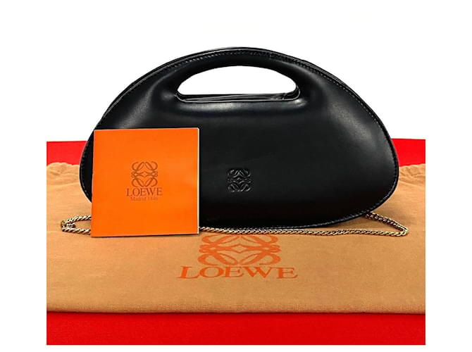 Loewe Leder Anagram Handtasche Leder Umhängetasche in ausgezeichnetem Zustand Schwarz  ref.1420057