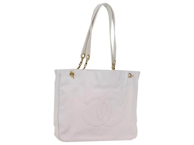 CHANEL COCO Mark Chain Tote Bag Caviar Skin White CC Auth bs14729  ref.1420120