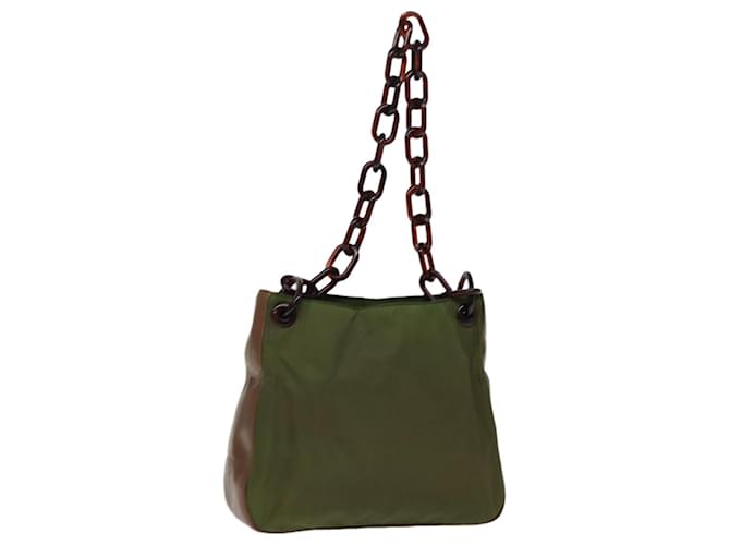 PRADA Borsa a tracolla a catena Nylon Khaki Auth 76855 Cachi  ref.1420150