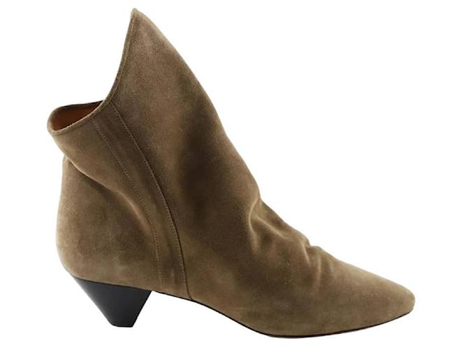 Isabel Marant Suede Western Boots Khaki Deerskin  ref.1420220