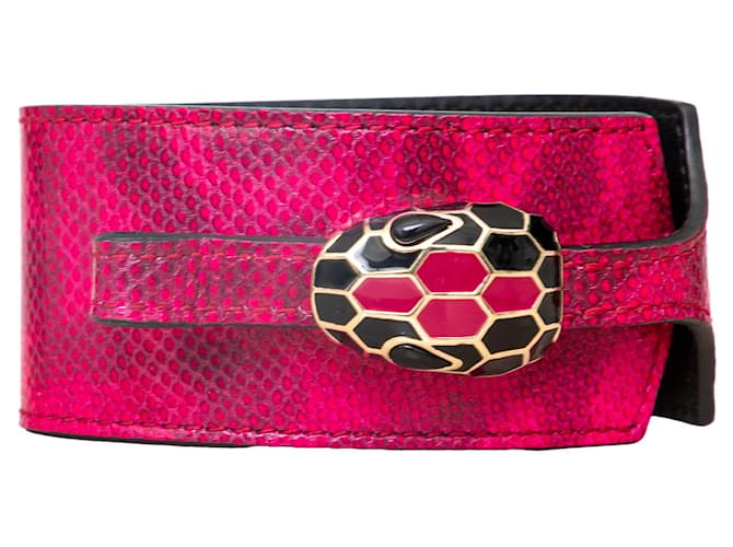 Bulgari Serpenti Forever Leather Cuff Bracelet Pink  ref.1420226