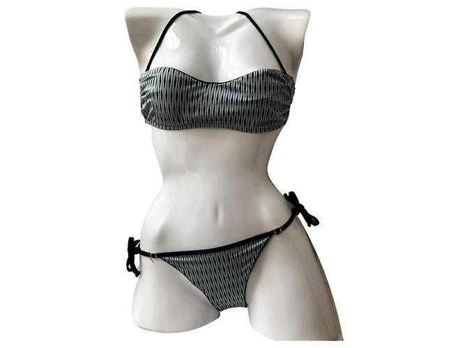 Costume da bagno blu chiaro e nero La Perla 38