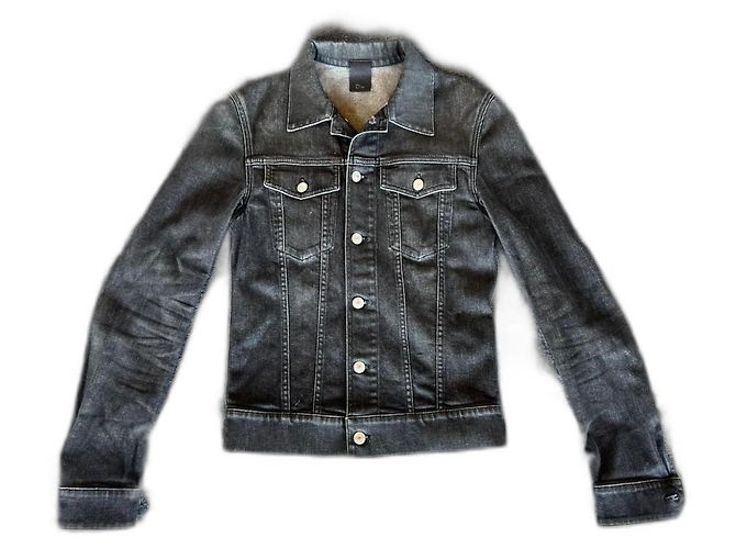 Dior by Kris Van Assche Fall Winter 2017 Black Denim "Hardior" Jacket Grey
