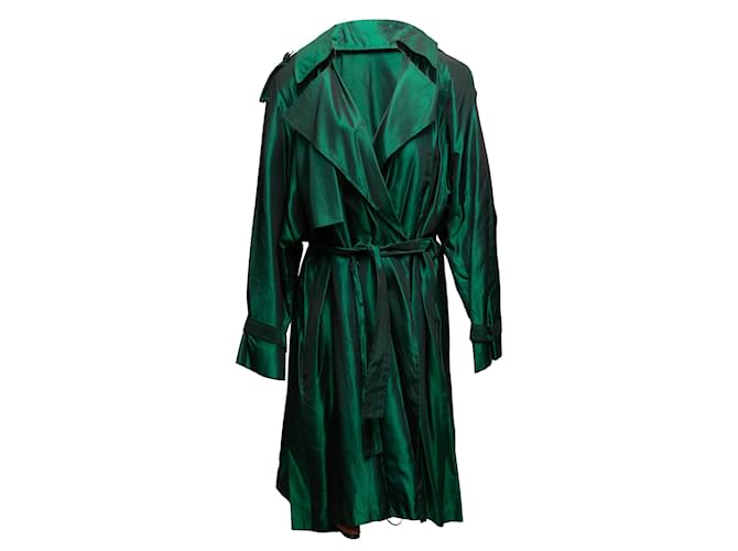 Autre Marque vintage Vert Foncé Farinae Iridescent Trench Coat Taille US S/M Synthétique  ref.1420356