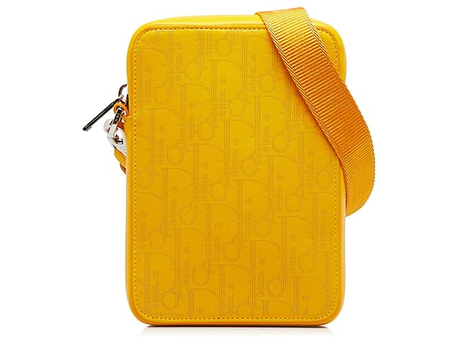 Yellow Dior Oblique World Tour Messenger Bag Leather  ref.1420370