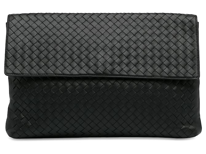 Black Bottega Veneta Intrecciato Nappa Clutch Leather  ref.1420397