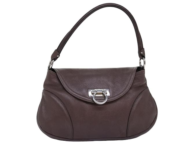 Salvatore Ferragamo Gancini Cuir Marron  ref.1420430