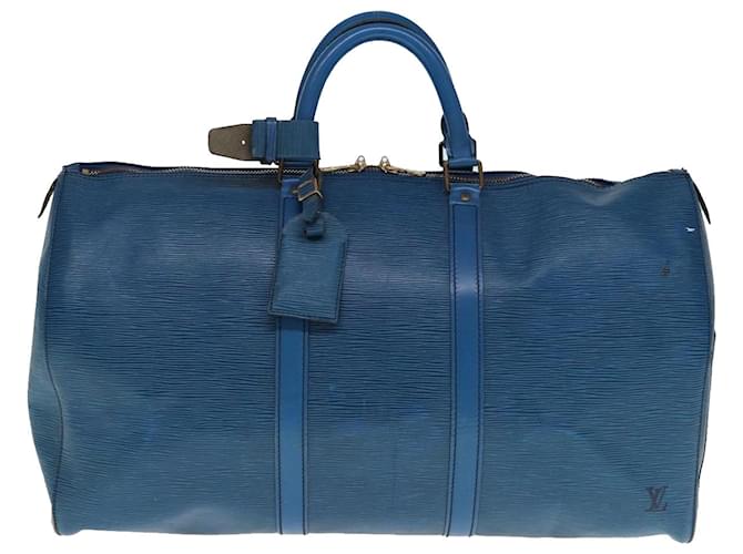 Louis Vuitton Keepall 50 Azul Cuero  ref.1420432