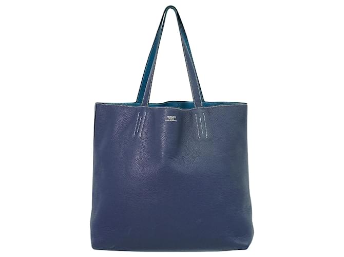 Double sens Hermès doublé Sens Cuir Bleu Marine  ref.1420528