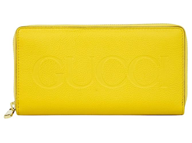 Cremallera de Gucci alrededor Amarillo Cuero  ref.1420547