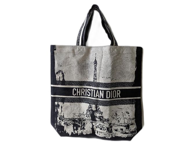 Bolso tote de Christian Dior Blanco Azul oscuro