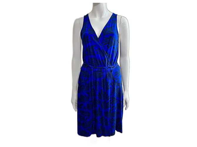 Diane Von Furstenberg Abito avvolgente nero e blu DvF Obelixe