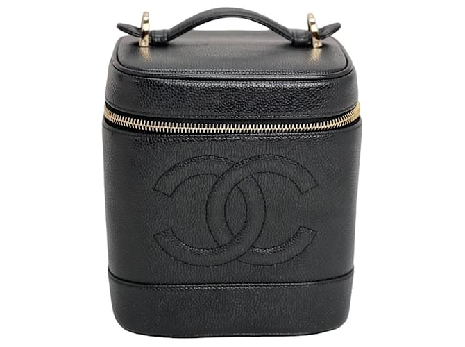 Chanel Vanity Cosmetic Case Black Caviar Leather Bag  ref.1420604