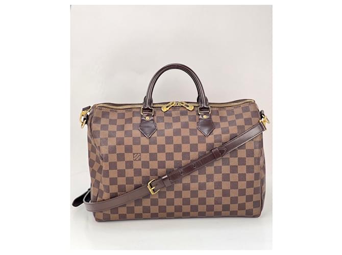 LOUIS VUITTON Damier Ebene Speedy bandolera 35 Bolsa de hombro Castaño Lienzo  ref.1420616