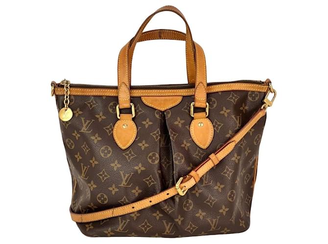 Louis Vuitton Bolsa de ombro com monograma PM Palermo PM Marrom Lona  ref.1420617